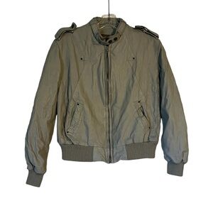 Vintage Blue Gray Etienne Aigner Leather Motorcycle Jacket Size 12